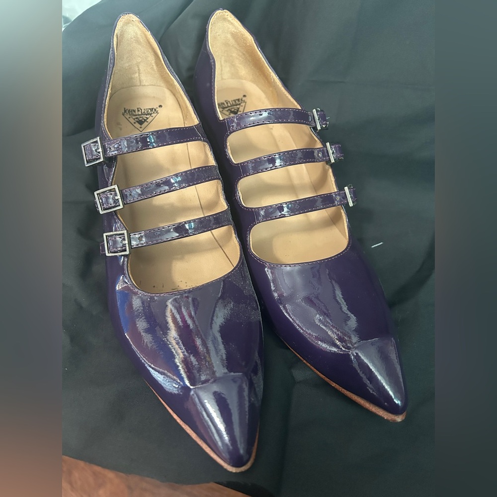 Purple Fluevog 3 Strap Heels. Size 9. Bach Style. Worn a Few Times Only. - Picture 3 of 9